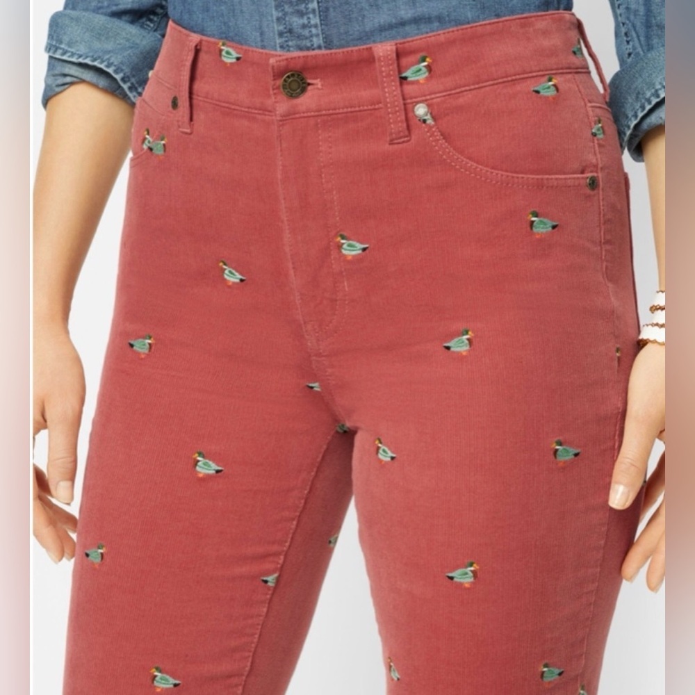 Talbots 6P Talbots Stretch Corduroy Straight Leg Pants - Mallard Embroidered - Picture 2 of 12